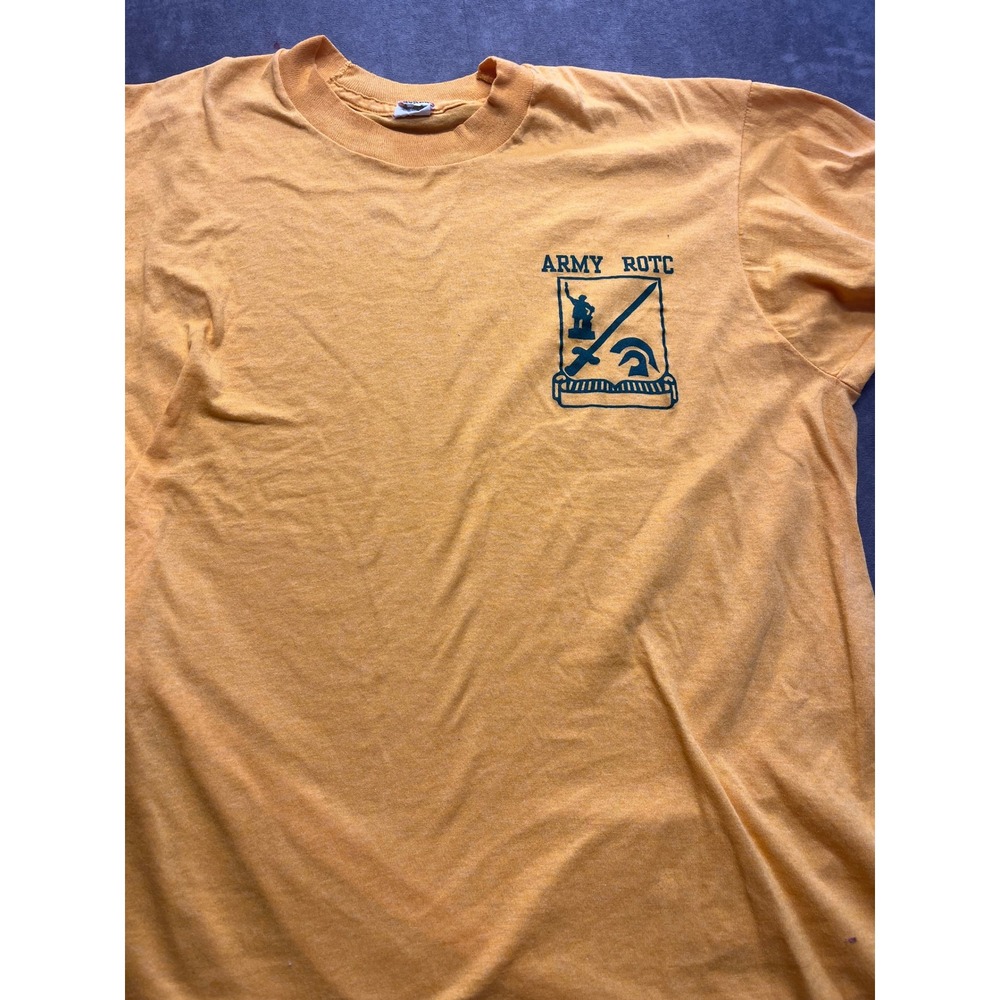 Vintage‎ 80s Screen Stars Army ROTC T Shirt XL Yellow Single Stitch Made in USA